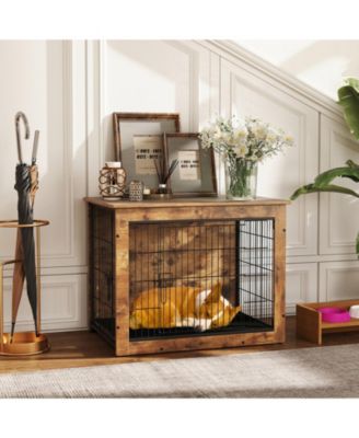Slickblue Dog Crate Furniture with Cushion and Double Doors