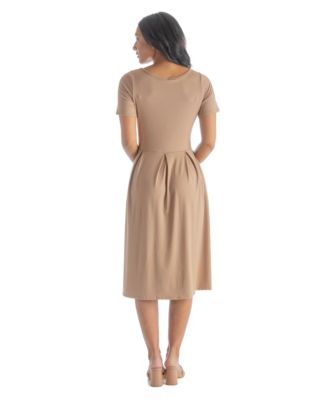 Petite Midi Dress with Short Sleeves and Pocket Detail