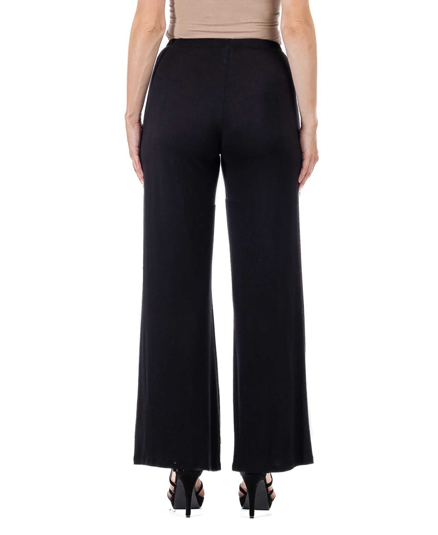 Женские брюки 24seven Comfort Apparel Petite Comfortable Solid Color Palazzo Wide Leg, цвет: Чёрный — фото 2
