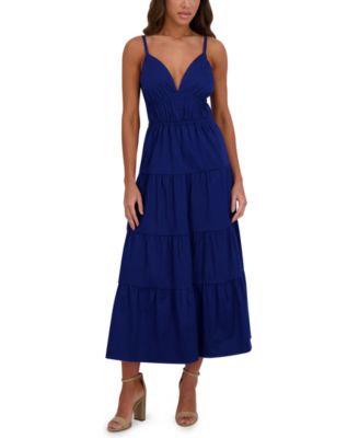 Siena - Women's Cotton-Blend Spaghetti-Strap Tiered Maxi Dress