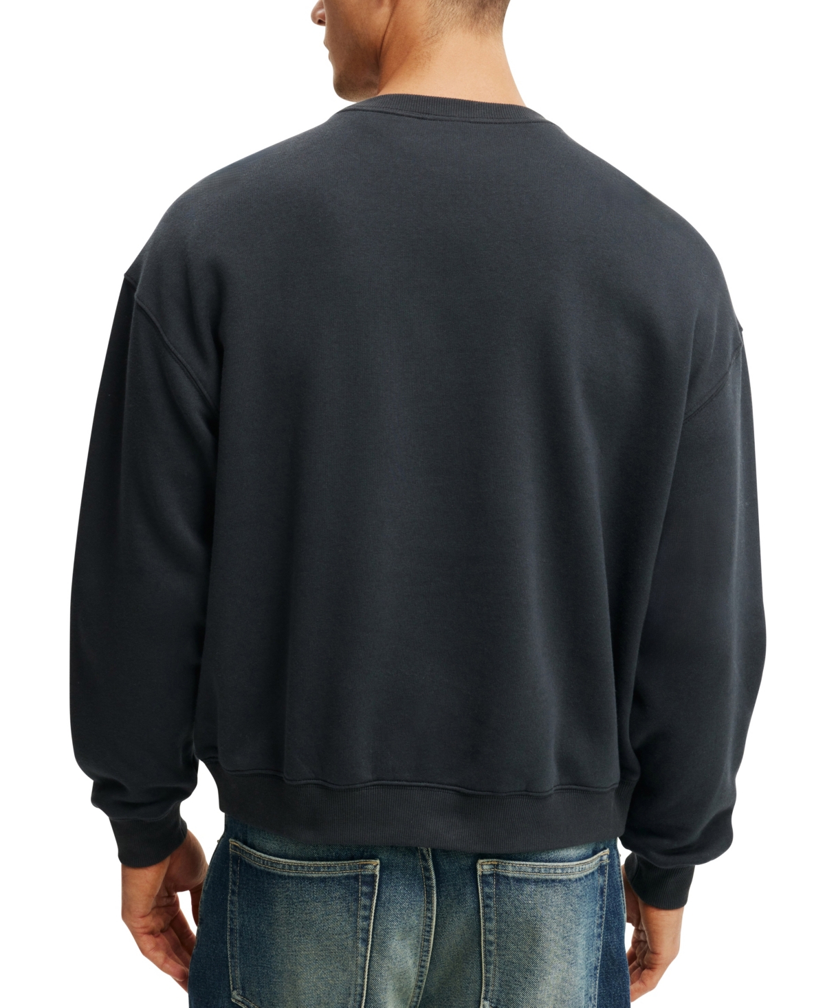 COTTON ON MEN'S BOX FIT GRAPHIC CREW SWEATER 