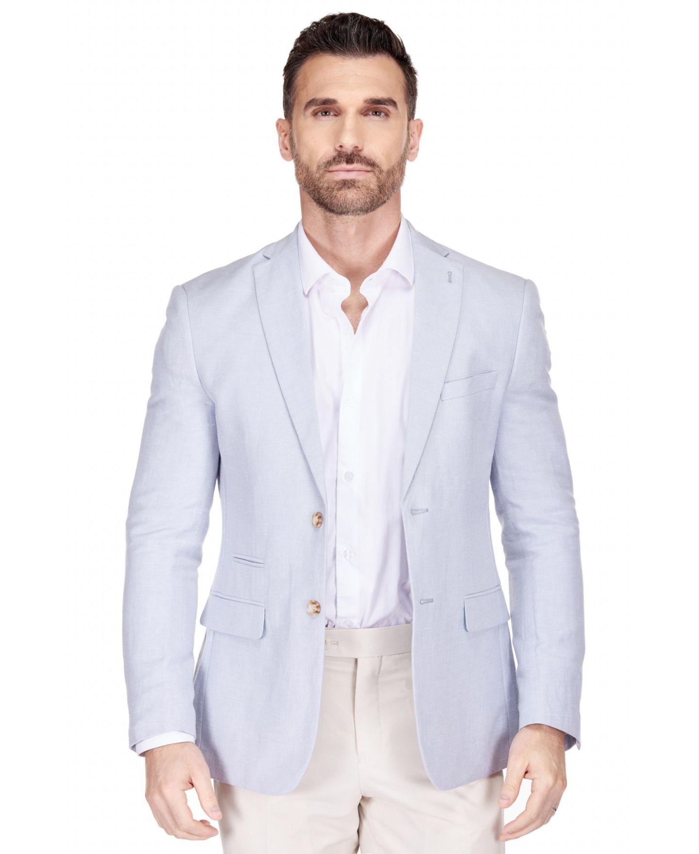 Мужской пиджак Gino Vitale Slim Fit Linen-Blend Blazer, цвет: Синий — фото 2