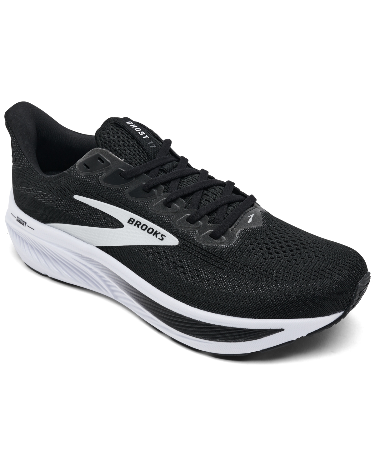 Men's Ghost 17 Wide-Width Running Sneakers from Finish Line - Black, Gray, White
