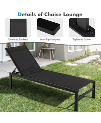Patio Chaise Lounge Adjustable Lounge Chair W/ 6-Position Backrest