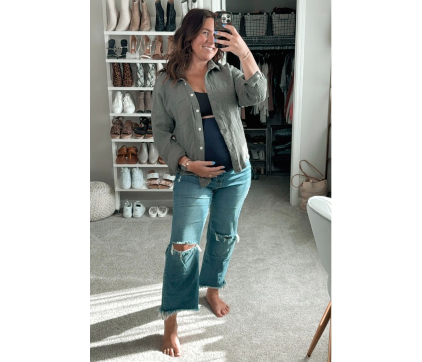 Женские джинсы Pinkblush Blue Frayed Wide Leg Cropped Jeans, цвет: Синий — фото 9
