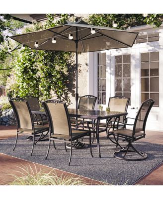 Wythburn Outdoor Dining 7pc Set (72"x38" Table & 4 Filigree Sling Dining Chairs & 2 Filigree Sling Swivel Chairs)