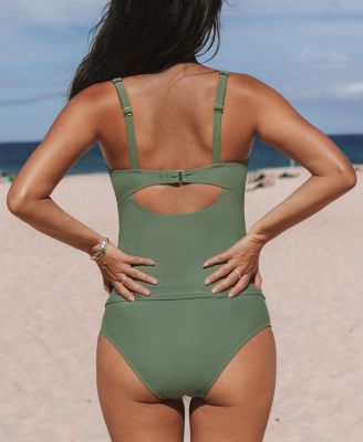 Women's Square Neck Shirring Tankini Sets