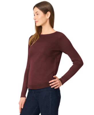Women's Petite Boat Neck Long-Sleeve Sweater