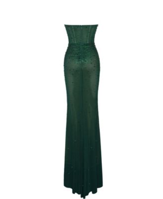 Women's Fatima Green Crystal Sleeveless Corset Mermaid Maxi Dress