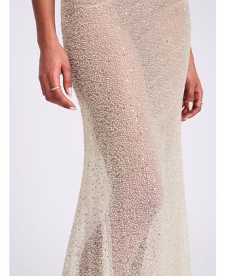 Women's Zahya Lime Halter Backless Beaded Mesh Gown