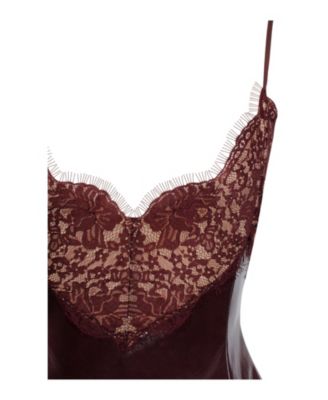 Women's Shelby Dark Brown Faux Leather with Lace Mini Dress