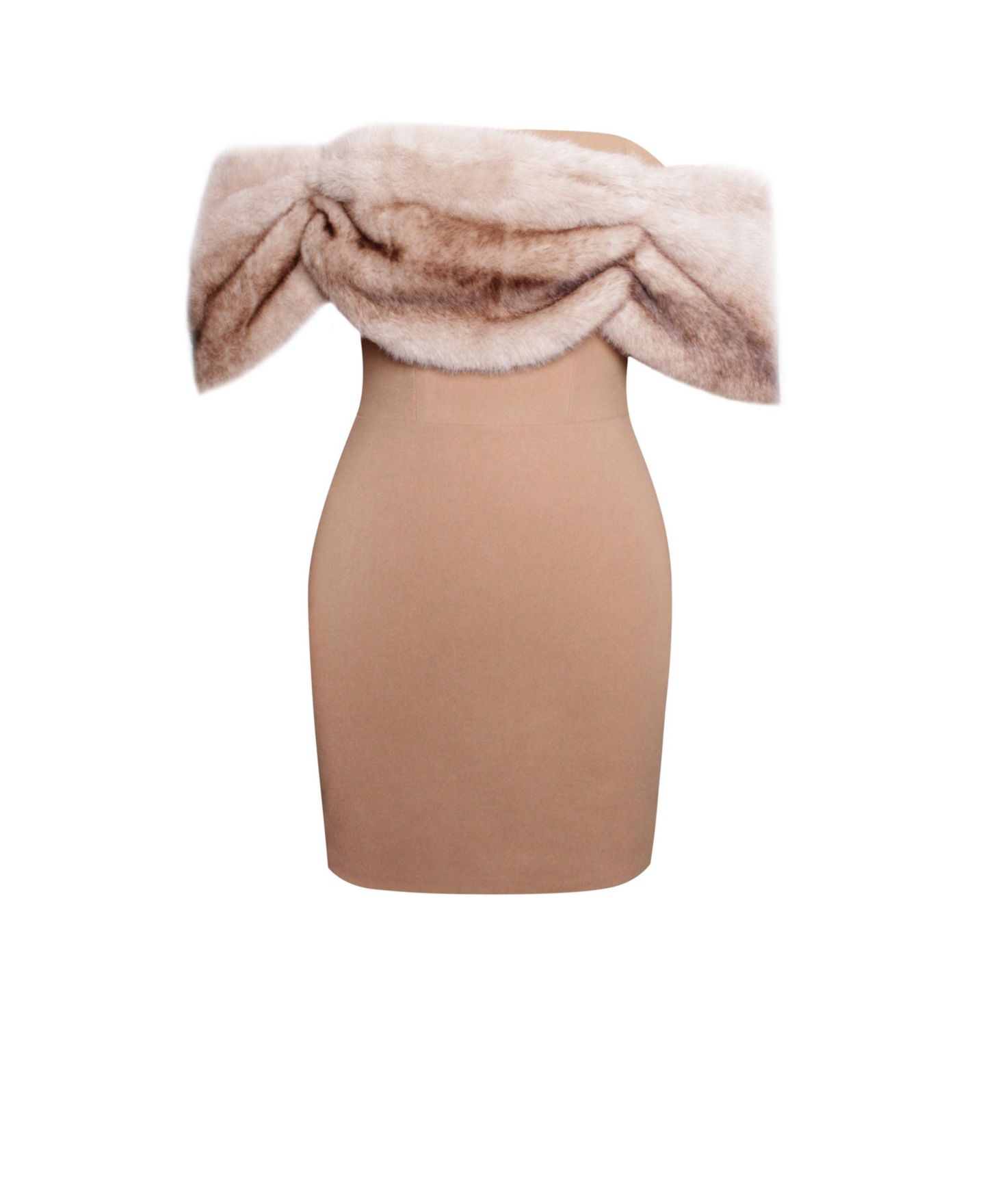 Женское платье Miss Circle Women Nadira Off Shoulder Faux Fur Trim Mini, цвет: Натуральный — фото 10
