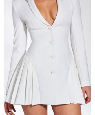 Women's Delia White Blazer Dress with Pleated Detail