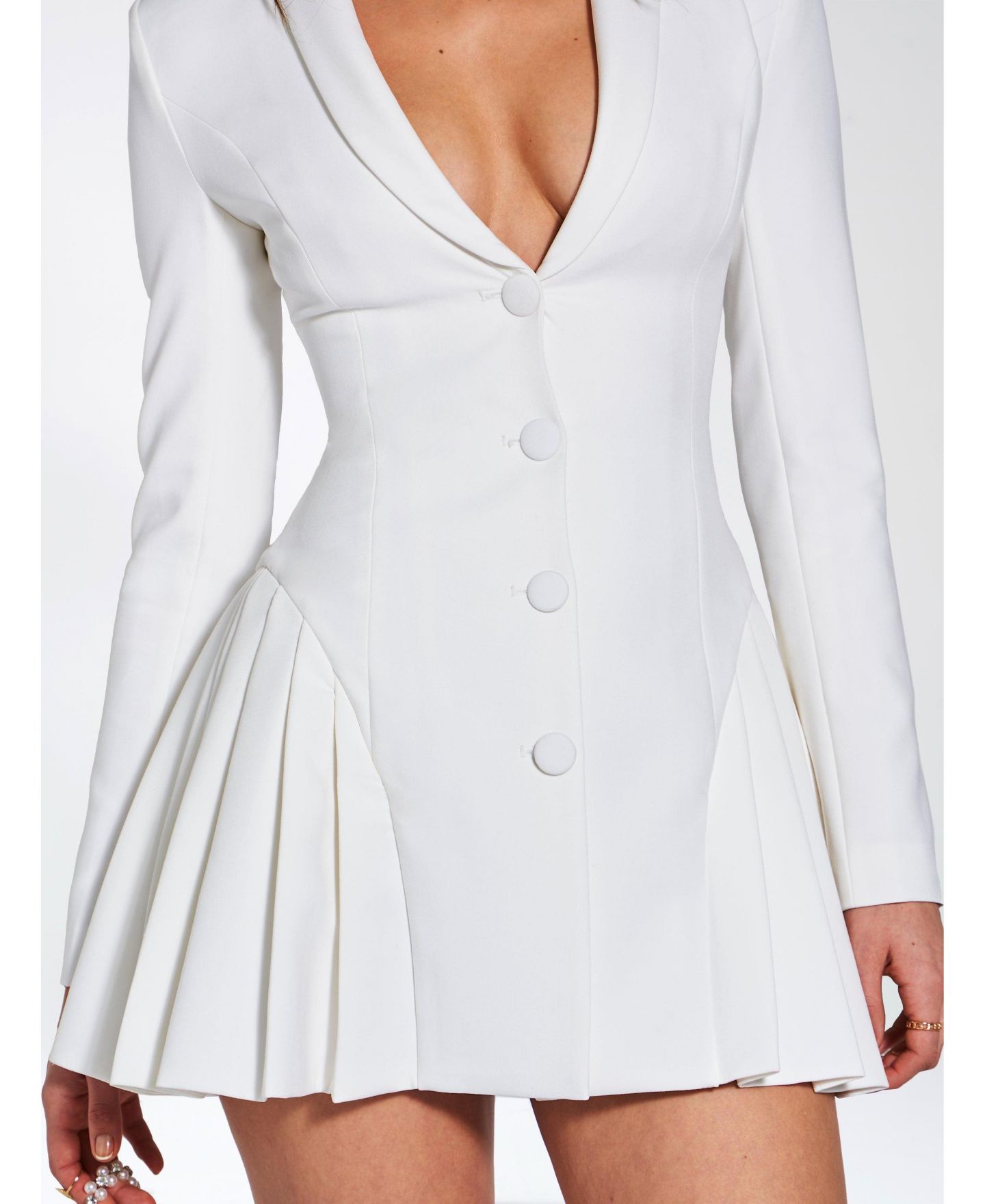 Женское платье Miss Circle Delia White Blazer Dress with Pleated Detail, цвет: Белый — фото 11