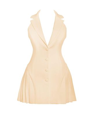 Women's Reyna Beige Backless Pleated Mini Blazer Dress