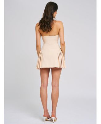 Women's Reyna Beige Backless Pleated Mini Blazer Dress