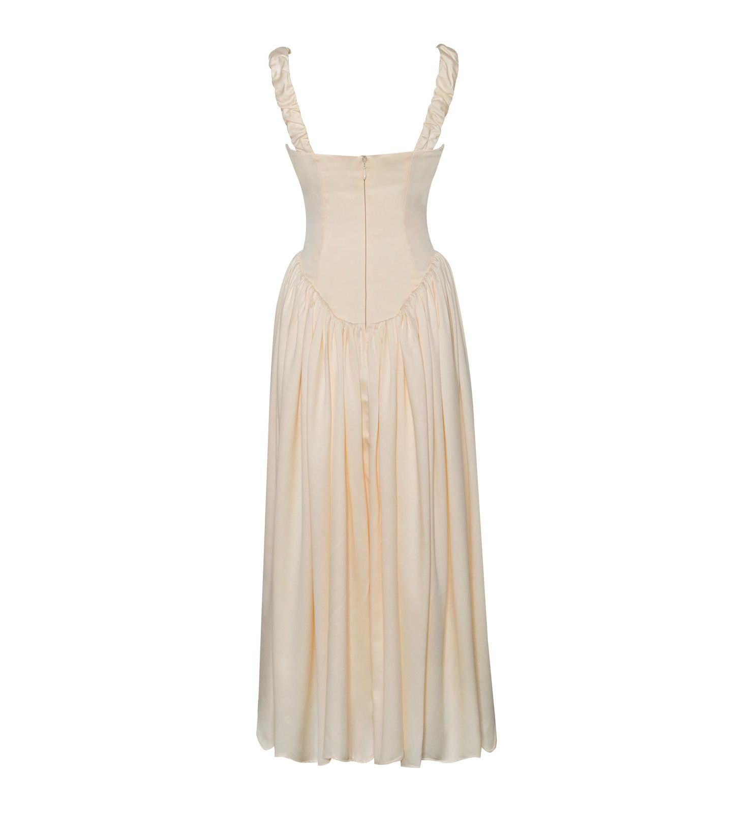 Женское платье Miss Circle Noreen Egg White Satin Drop Waist Maxi Sundress, цвет: Белый — фото 2