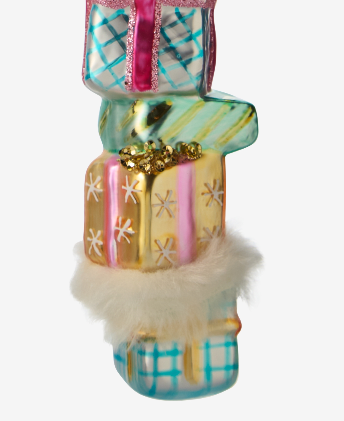 Holiday Lane Pastel Shine Rainbow Gift Box Stack Ornament, Macy's Exclusive In Transparent