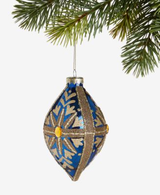 Blessed Glass Blue and Gold Drop Ornament, Macy's Exclusive