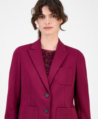 Women's Double-Button Triple-Pocket Peak-Lapel Jacket