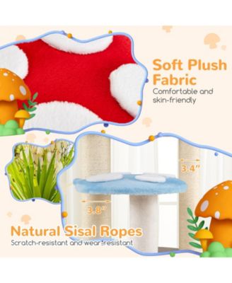 Cute Mushroom Cat Tree with Sisal Scratching Posts Top Condo and Padded Platforms