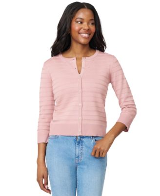 Melissa Paige - Petite Textured-Stripe Cardigan Sweater