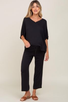 Maternity Black Cropped Pant Set
