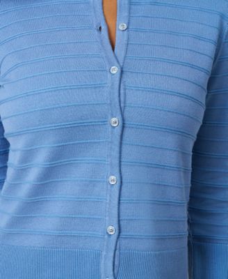 Petite Textured-Stripe Cardigan Sweater