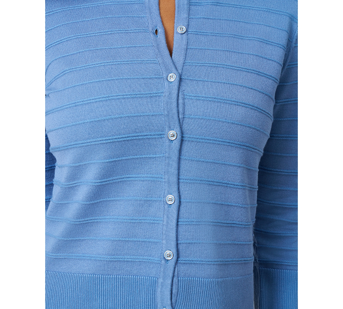 Melissa Paige Women's Ottoman-rib 3/4-sleeve Crewneck Cardigan In Blue