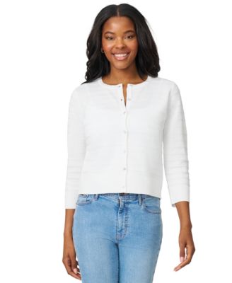 Petite Textured-Stripe Cardigan Sweater