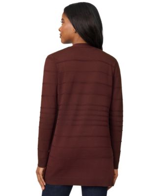 Petite Textured-Stripe Open-Front Cardigan Sweater