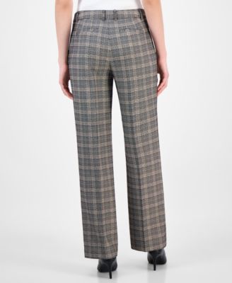 Women's Plaid Wide-Leg Mid-Rise Pants