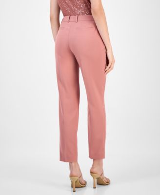 Women's Solid Straight-Leg Stretch Twill Ankle Pants