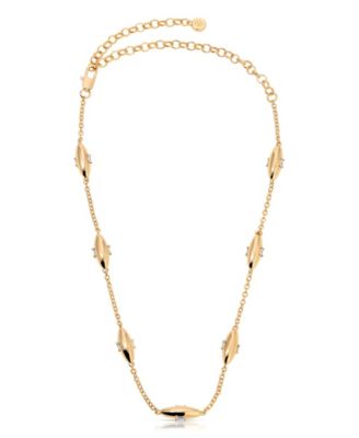 Oval Dome Baguette Simple Chain Necklace