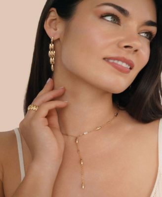 Oval Dome Baguette Diamond Shape Dangle Earrings