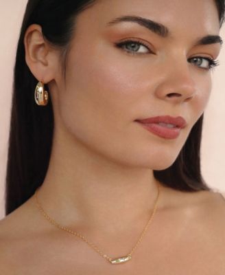 Oval Dome Baguette Hoop Earrings