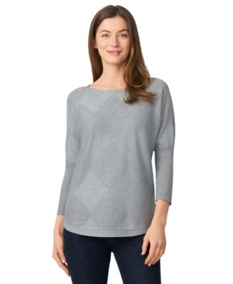 Petite Diamond-Knit Dolman-Sleeve Sweater