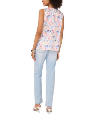 Women's Floral-Print Ruffled Sleeveless Top