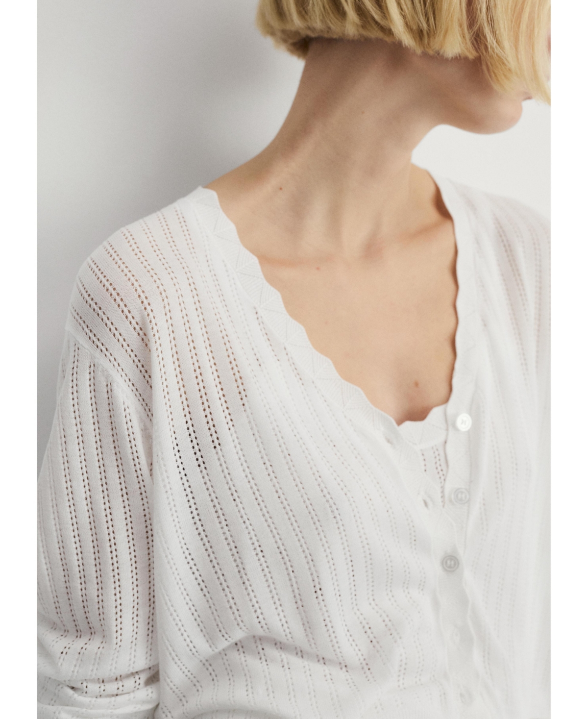 Mango Women's Openwork Detail Pajama Cardigan
