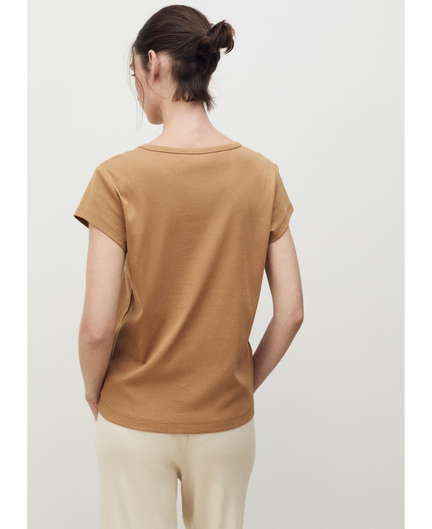 Женская футболка Mango Cotton Short Sleeve, цвет: Горчичный — фото 3