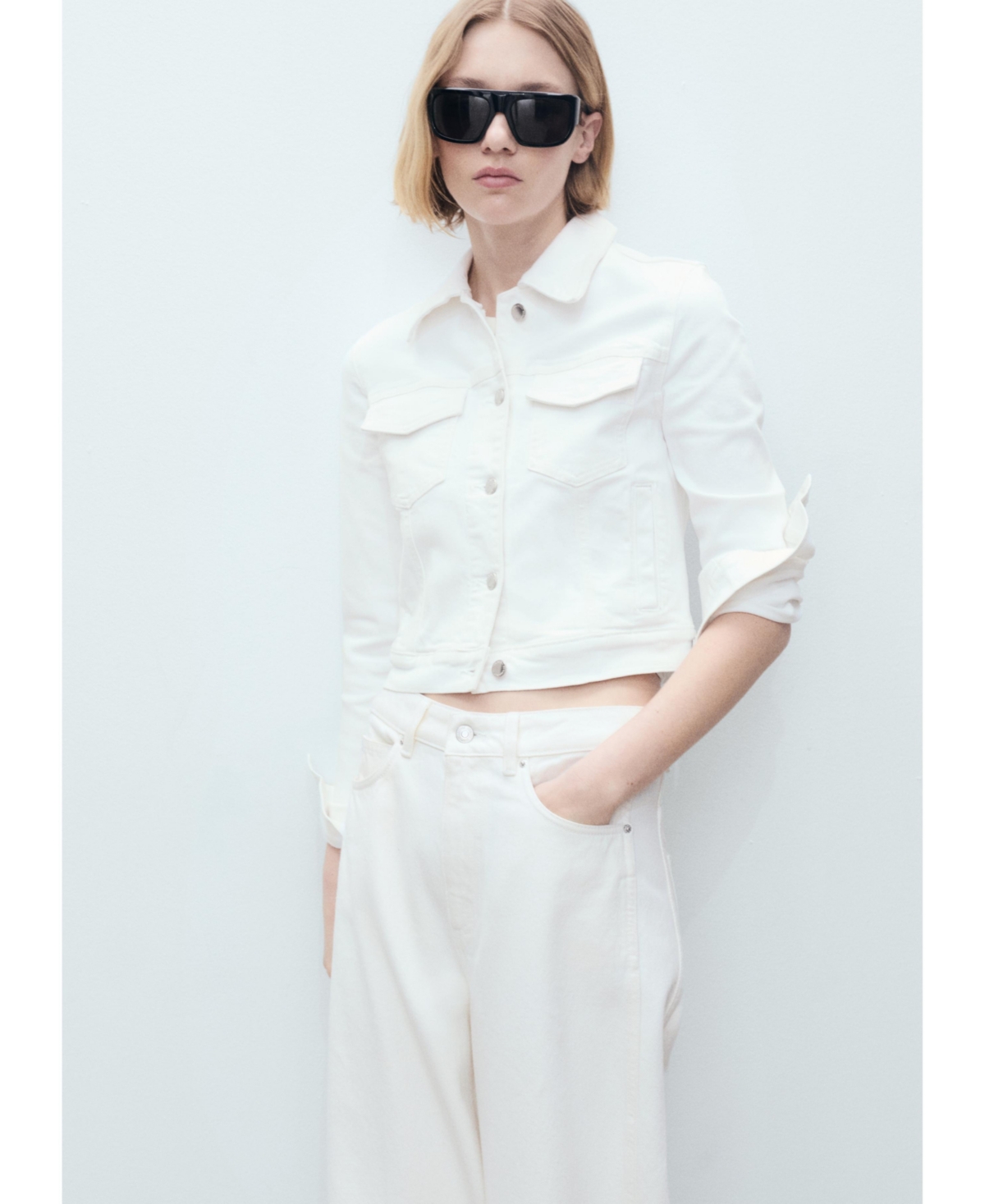 Mango Women's Crop Denim Jacket