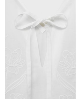 MANGO Women's Embroidered Cotton Nightgown