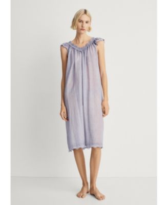 MANGO - Women's Overdyed Lace Cotton Nightdress