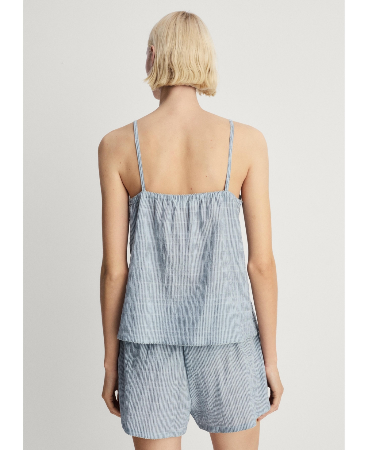 Mango Women's 2-piece Seersucker Stripe Cotton Pajama Set