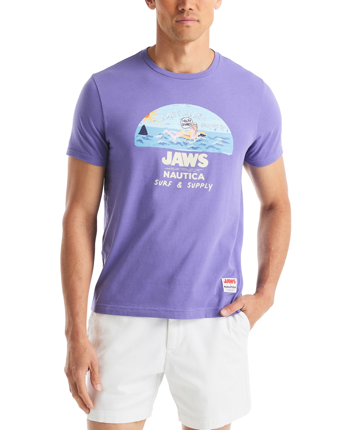 Jaws x Nautica Men's Classic-Fit Graphic T-Shirt - Beach Plum