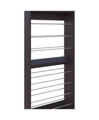 Oak Springs Tall Open Shoe Rack with Metal Rails and Multi-Tier Shelves, Wengue