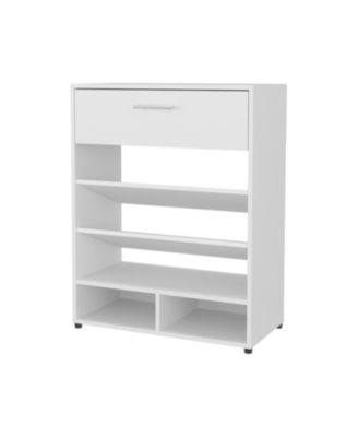 Onawa Modern Shoe Rack with Drawer, White