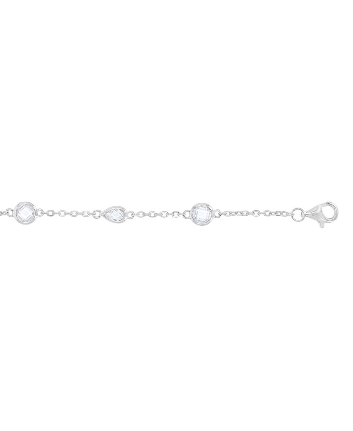 Macy's Cubic Zirconia Bezel Station 18" Collar Necklace In Sterling Silver In Silver
