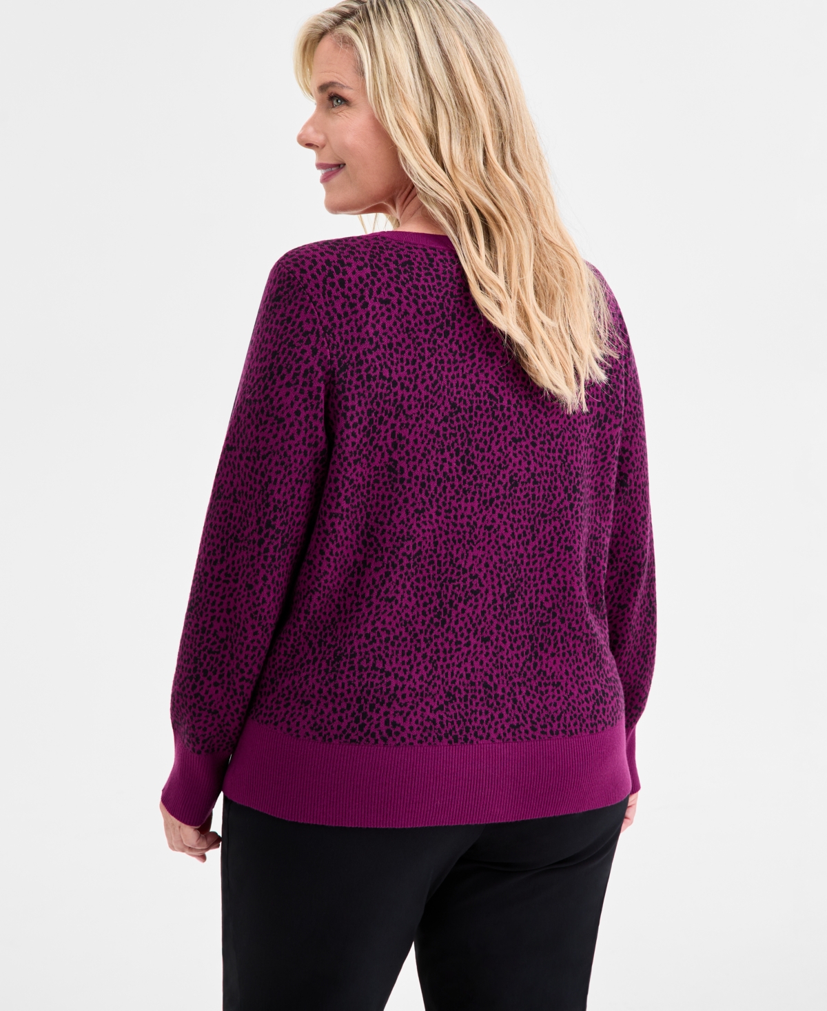 Jm Collection Plus Size V-neck Button-front Cardigan, Macy's Exclusive In Purple