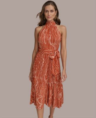 Donna Karan ギャザーラップワンピース 30%OFF】ノースリーブシフォンギャザーワンピース – La lune